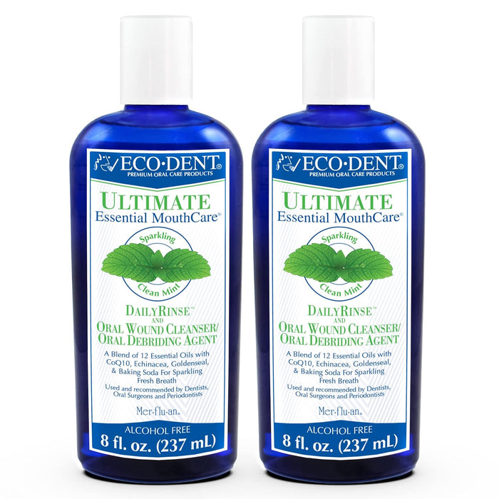 Eco-Dent Alcohol-Free Mouthwash, Mint - Ultimate Essential MouthCare, Oral Care Mouth Wash for Adults, Baking Soda Mouth Rinse with Essential Oils + DailyRinse Single-Use Pack, Mint