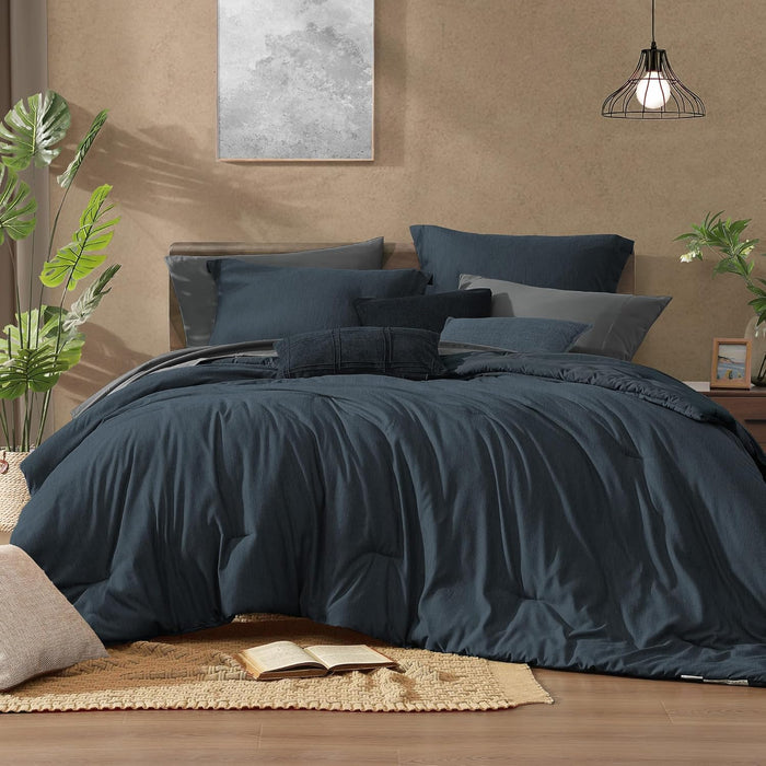 Monbix Queen Comforter Set - 7 Pieces Cationic Dyeing Terracotta Bed in a Bag Queen Bedding Sets with Comforter, Sheets, Pillowcases & Shams, Reversible Bedding Comforters Sets