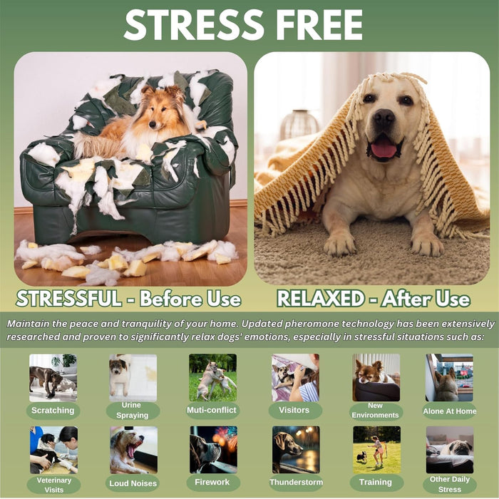 8-in-1 Dog Calming Diffuser Kit – 2 Plug-Ins + 6 Refills, Pheromone-Based Pet Stress Support, 180-Day Supply, Helps Promote Calm Behavior, Safe & Non-Toxic