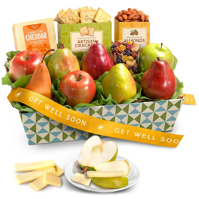A Gift Inside Classic Fresh Fruit Basket Gift with Crackers, Cheese and Nuts for Holiday, Thank You, Birthday, Get Well, Anniversary, Corporate
