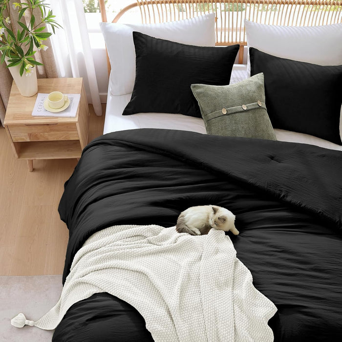 WRENSONGE King Size Comforter Set - 3 Pieces Olive Green Comforter Prewashed Soft Lightweight for All Seasons,Fluffy Down Alternative Comforter King Size with 2 Pillow Shams