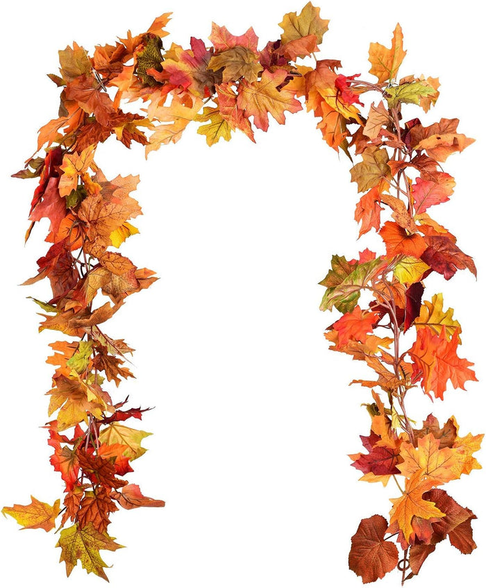 DearHouse 2 Pack Fall Garland Maple Leaf, 5.9Ft/Piece Hanging Vine Garland Artificial Autumn Foliage Garland Thanksgiving Decor for Home Wedding Fireplace Party Christmas (Brown)
