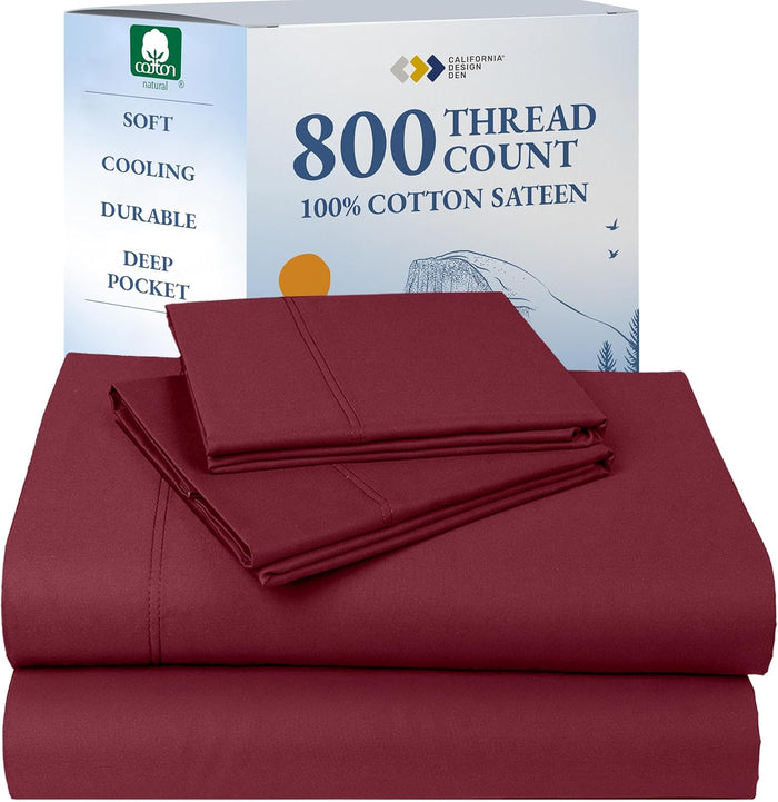 California Design Den Split King Sheets Sets for Adjustable Bed -Buttery Soft 800 Thread Count 100% Cotton Set, Beats Fake Egyptian Claims, Sateen Bedding Set with Durable Twin XL Fitted Sheets (Blue)