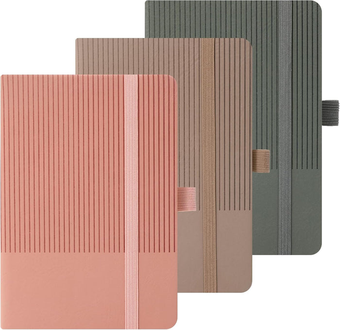 BOBO RABBIT 3 Pack Pocket Journal Notebooks A6 Size Small Mini Notebook For Note Taking Hardcover Leather College Ruled Lined Note Pads for Women Men, Total 576 Pages