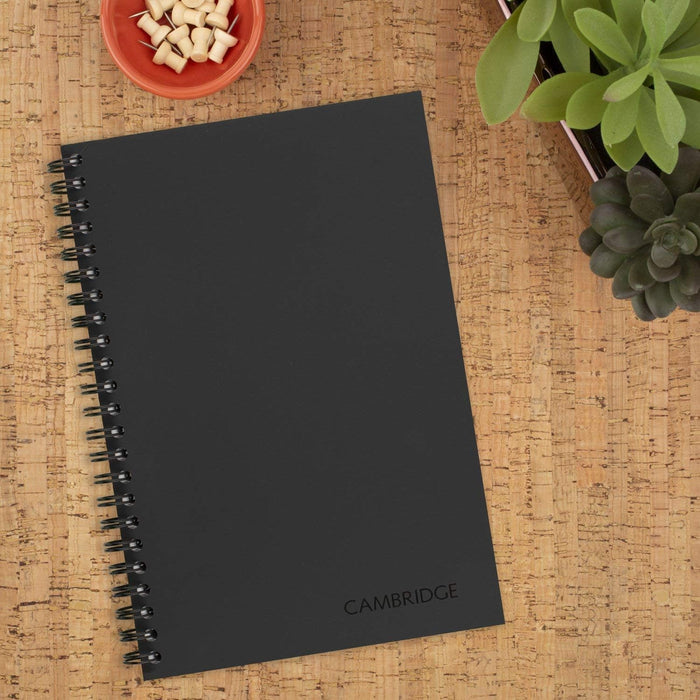 Cambridge Limited Business Notebook, Legal Ruled Paper, 5" x 8", 80 Sheets, Flexible Soft Touch Cover, Wirebound, Black (06074)
