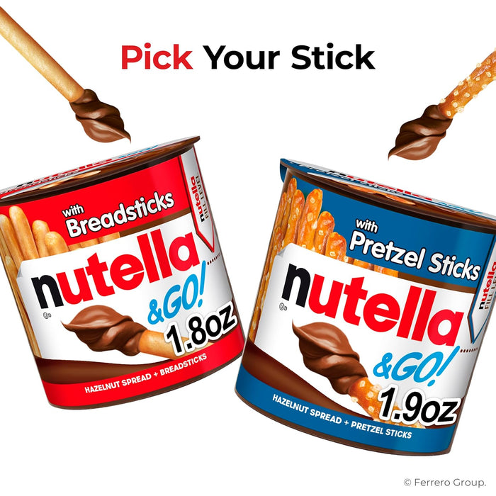 Nutella & GO! Bulk 24 Pack, Hazelnut and Cocoa Spread with Breadsticks, Stocking Stuffers, Snack Cups, 1.8 oz Each