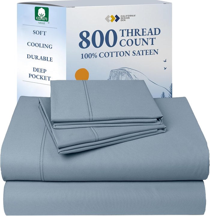 California Design Den Cal King Cotton Sheets - Luxury 800 Thread Count, 100% Cotton Sateen Bedding - Deep Pocket California King Sheet Set - Lavender