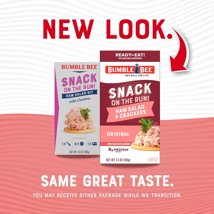Bumble Bee Snack On The Run Ham Salad with Crackers Kit, 3.5 oz - Ready to Eat, Spoon Included - Shelf Stable & Convenient Protein Snack