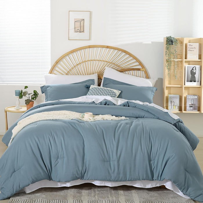 weigelia Queen Comforter Set 7 Pieces Oatmeal Comforters Queen Size Soft Fluffy Bedding Comforter Set with Fitted Sheets, Flat Sheets, Pillow Shams, and Pillowcases