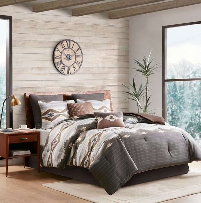 Woolrich Rustic Lodge Cabin Comforter Set - All Season Down Alternative Warm Bedding Layer and Matching Shams, Oversized Queen, Perry, Denim Blue
