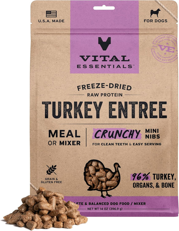 Vital Essentials Freeze-Dried Raw Chicken Meal or Mixer Dog Food Crunchy Mini Nibs, 25 oz
