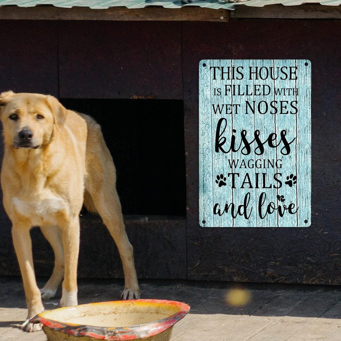 Funny Dog House Rules Tin Sign Dog Room Wall Decor Dogs Welcome Home Signs This House Is Filled With Kisses Wagging Tails Wet Noses Metal Sign 8x12 Inch
