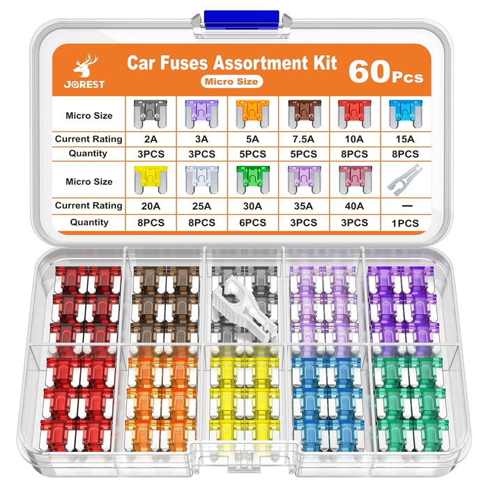JOREST 300Pcs Car Fuse Assortment Kit, 160 Mini Blade Fuses Automotive + 90 Standard Auto Fuses + 50 Micro + Puller – Replacement for RV Camper Boat Truck (2Amp 3A 5A 7.5A 10A 15A 20A 25A 30A 35A 40A)