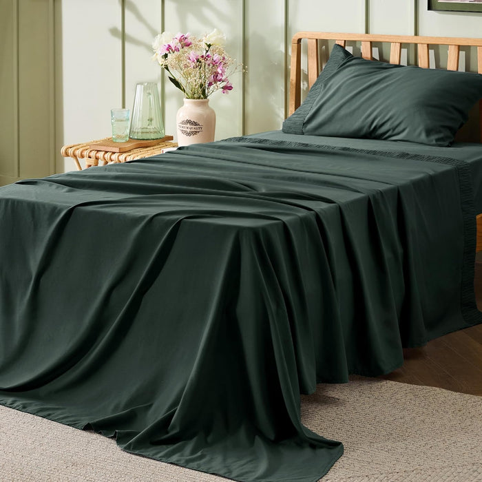 Bedsure Queen Sheet Set - 4 Pieces Soft Queen Size Sheets - Breathable & Cooling - Hotel Luxury - Easy Care Polyester Microfiber Bedding for Women, Men, Dark Grey