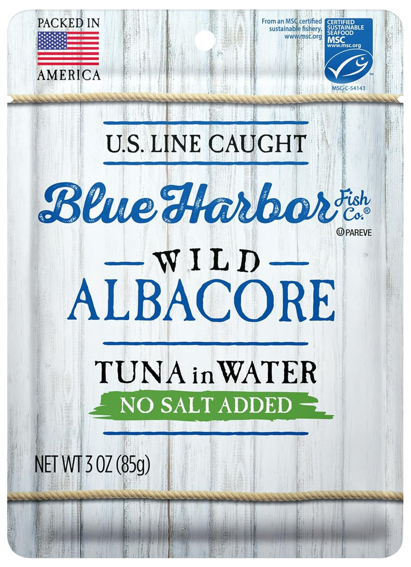 Blue Harbor Fish Co. Wild Albacore Tuna in Water with Sea Salt - 3 oz Pouch (Pack of 12)