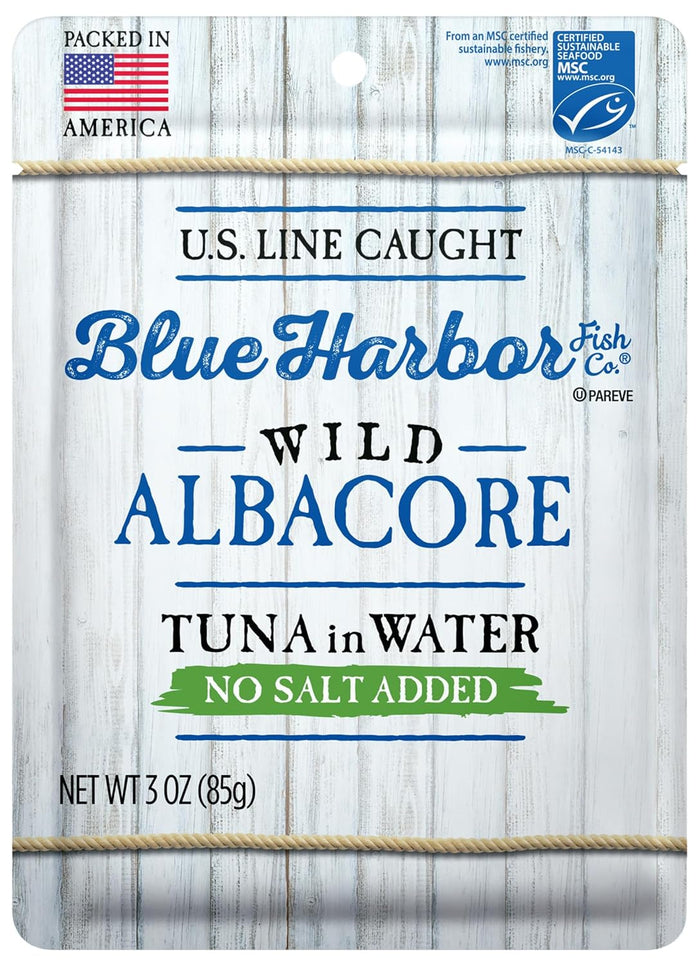 Blue Harbor Fish Co. Wild Albacore Tuna in Water with Sea Salt - 3 oz Pouch (Pack of 12)