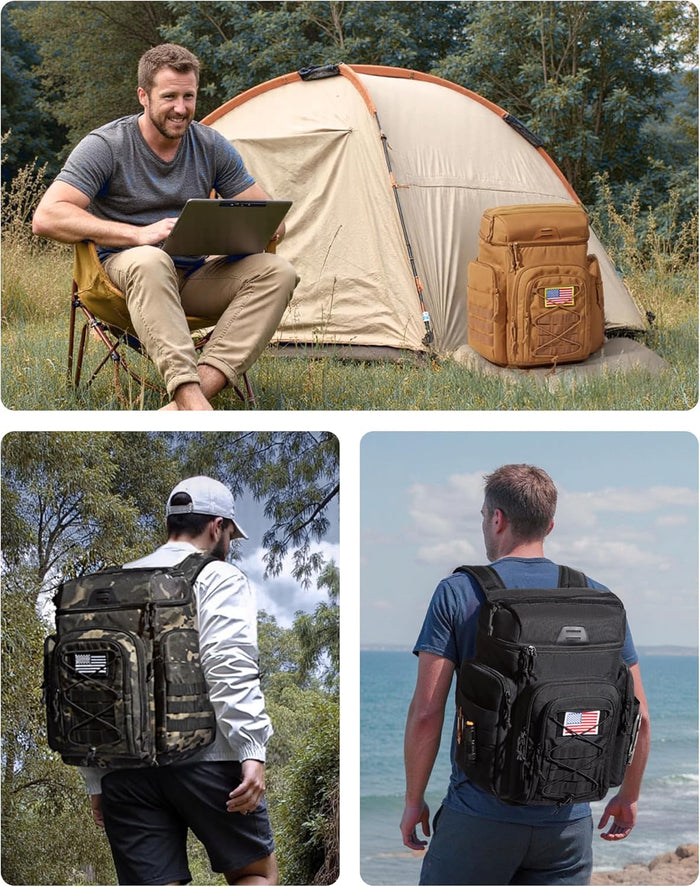 TOURIT 42 Can Tactical Cooler Backpack – Insulated for 16H Ice Retention, Leakproof, Multi-Pocket with DIY Hook & Loop Panel