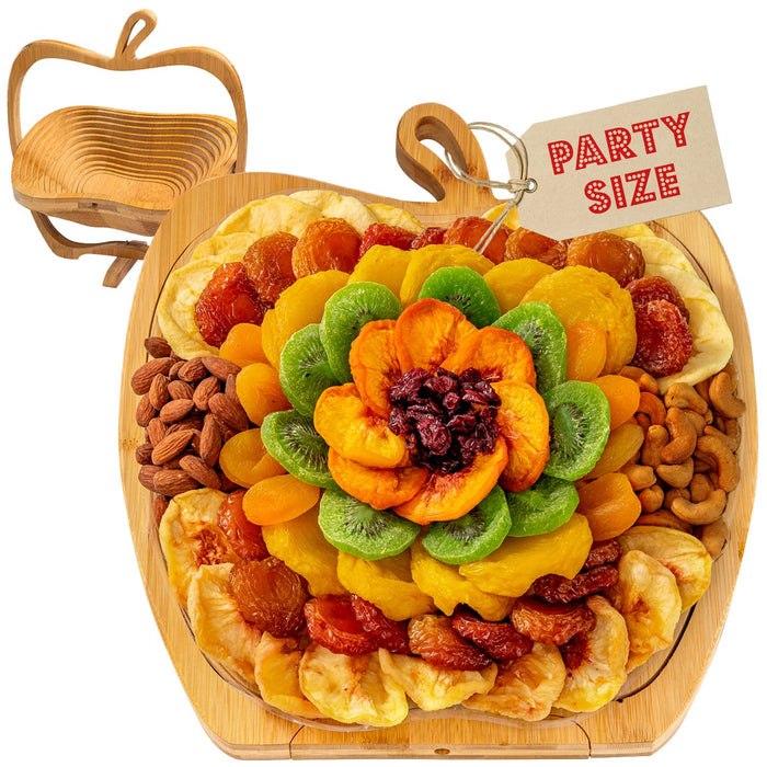 Dried Fruit Gift Basket with Wooden Tray – Healthy Gourmet Snack Box Variety – Holiday Food Tray for Corporate, Sympathy, Birthday & Thank You Gifts (Vegan, Kosher, Gluten‑Free)- Bonnie and Pop