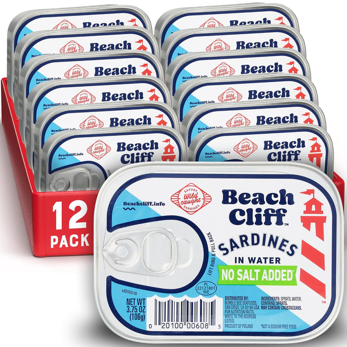Beach Cliff Wild Caught Sardines in Soybean Oil with Hot Green Chilies, 3.75 oz Can - 17g Protein per Serving - Gluten Free, Keto Friendly - Great for Pasta & Seafood Recipes (Pack of 2)