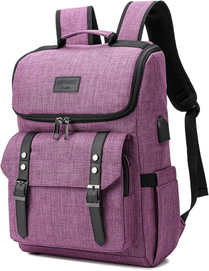 YALUNDISI Vintage Backpack Travel Laptop Backpack with usb Charging Port for Women & Men College Backpack Fits 15.6 Inch Laptop Black