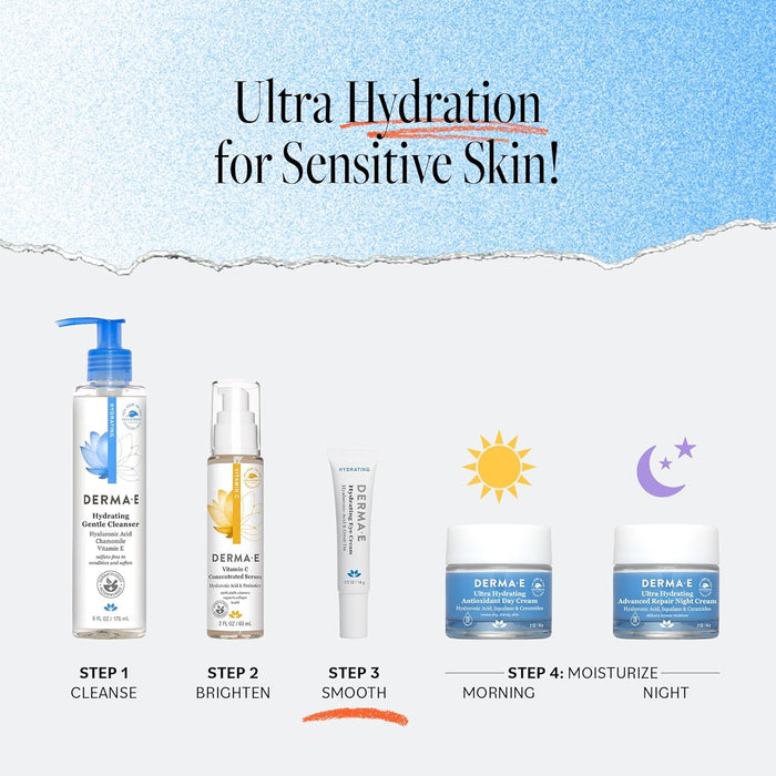 Derma E Hydrating Eye Cream – Firming and Lifting Hyaluronic Acid Treatment - Under Eye and Upper Eyelid Cream Reduces Puffiness and Appearance of Fine Lines, 0.5 oz