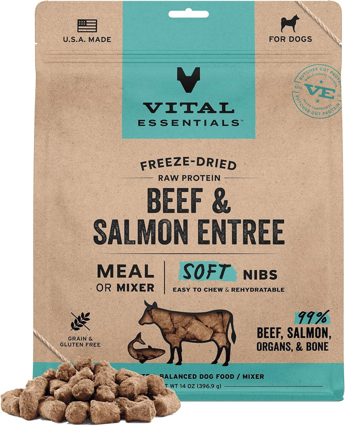 Vital Essentials Freeze-Dried Raw Duck Meal or Mixer Dog Food Soft Nibs | 99% Duck, Organs & Bone | 14 oz