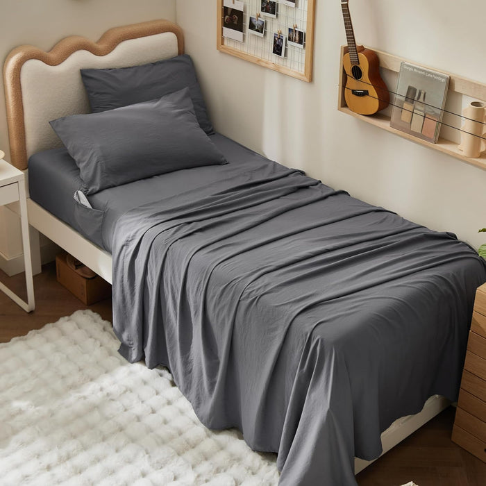 Bedsure Deep Pocket King Sheet Set - 6 Piece, Prewashed Ultra-Soft King Size Sheets Set, Fits Mattresses Up to 18 Inches Thick, Breathable & Secure Fit, Hotel Luxury Bedding, Grey