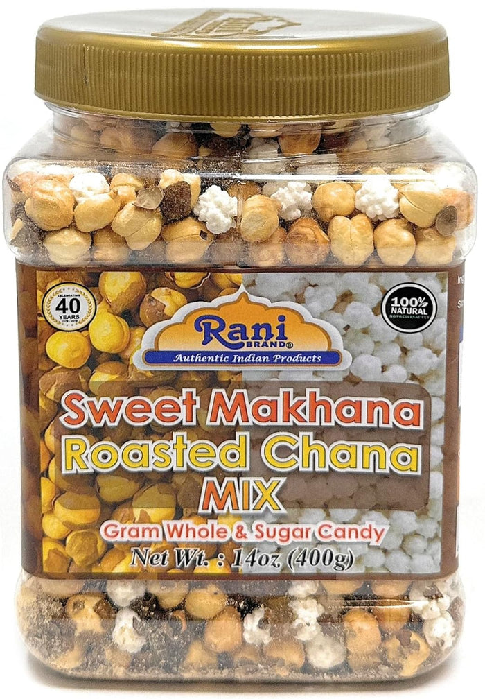 Rani Roasted Chana (Chickpeas) Sweet Mix Flavor 14oz (400g) PET Jar ~ All Natural | Vegan | No Preservatives | Gluten Friendly | Indian Origin | Ready to Eat
