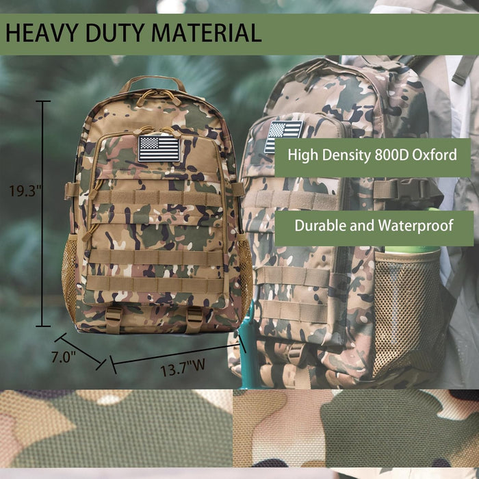 Camo Backpack for Boys,Kids Army Backpack Boys with USA Flag Patch,35L Waterproof Tactical School Backpack for Travel Outdoor
