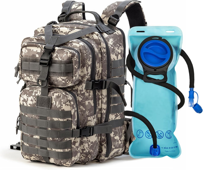 MIRACOL Tactical Survival Backpack Kit: 35L MOLLE Pack with 2.5L Hydration Bladder - Emergency Go Bag for Urban Disaster Volunteers - Reflective Rescue Gear for Evacuation & Field Missions