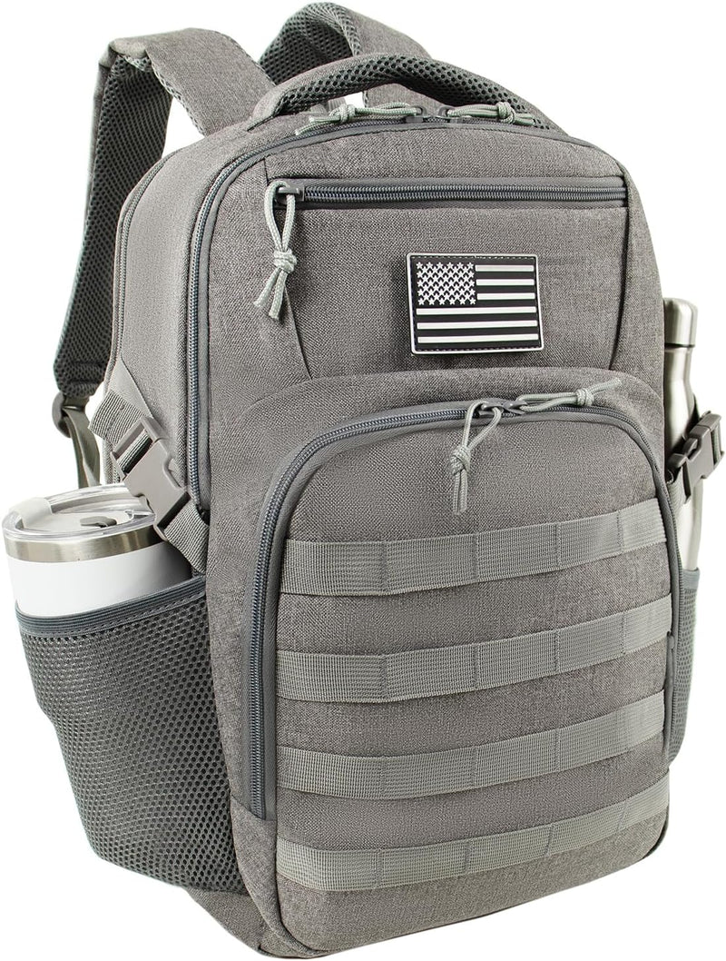 15.6'' Travel Laptop Backpack for Men, 30L Tactical College Backpacks with Water Pouches Both Sides, Portable Backpack for Men Women Business Work Bag Fight Approved, Black Backpack