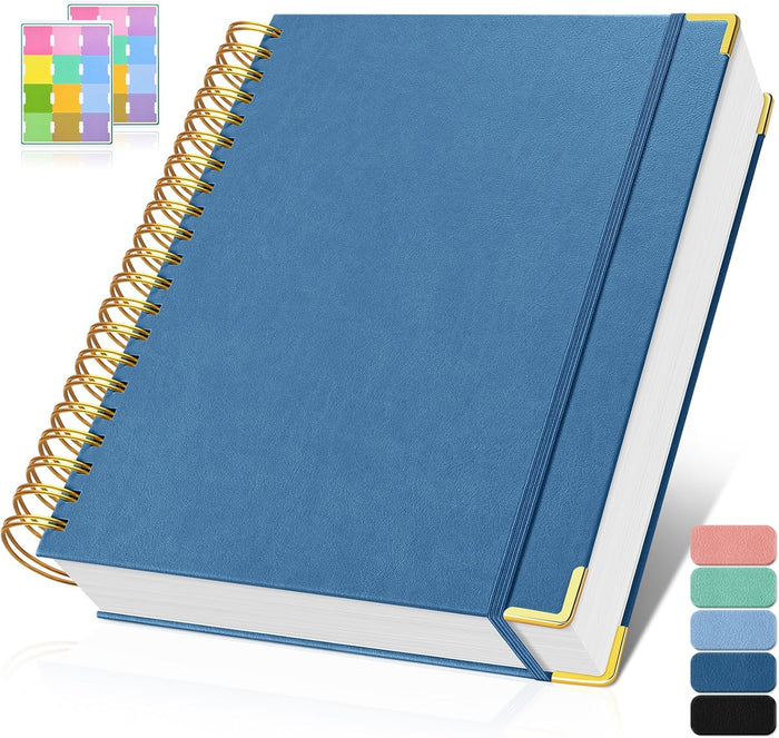 Spiral Notebook 8.5" x 11", 300 Numbered Pages Notebooks College Ruled with Contens, 100GSM Thick Journal for Women Men, Hardcover Leather Lined Journal for Writing, Large A4 Notebooks for Work School