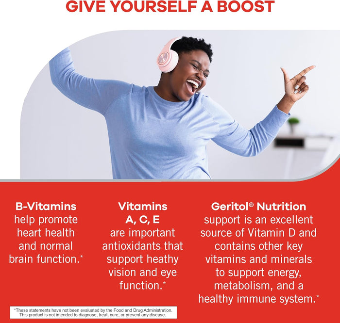 Geritol, Multivitamin Supplement, Contains B-Vitamins, Antioxidants, Vitamins C, E & D and Iron, 26 Essential Vitamins and Minerals, Gluten-Free, Non-GMO, No Artificial Sweeteners, 40 Tablets