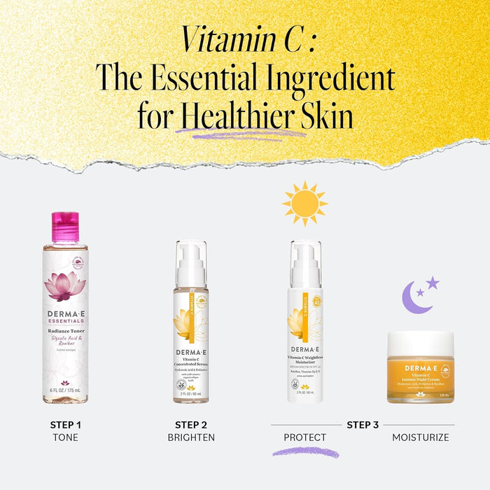 Derma E Vitamin C Weightless Moisturizer SPF 45, 2 Fl Oz, Skin Brightening Face Cream with Mineral UVA/UVB Sunscreen, Hydrating Face Moisturizer with SPF for Lines, Wrinkles and Uneven Tone