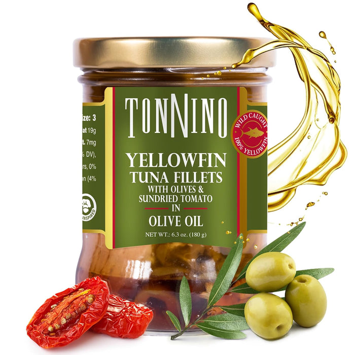 Tonnino Yellowfin Tuna Fish Premium – Spring Water – Pack of 6 – Alternative to Salmon – Protein Snacks – Ready to Eat Meals