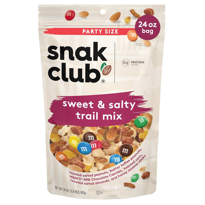 Snak Club Peanut Butter Chocolate Trail Mix with Peanuts, Peanut Butter M&M’S, Toffee Peanuts, and Pretzels, 11 oz Resealable Bag