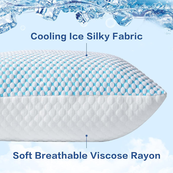 EASELAND Firm Pillow Shredded Memory Foam(Adjustable Loft), Cooling Breathable for Sleeping Standard Size 2 Pack