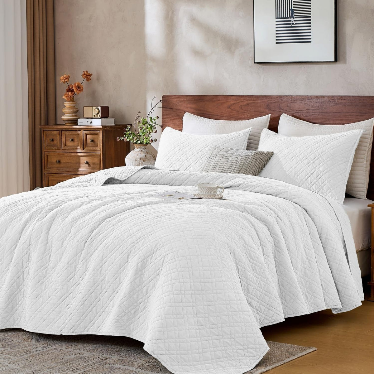 DOWN HOME Queen Quilt Bedding Set with Shams, Lightweight Bedspread Coverlet Thin Comforter Bed Cover Soft Quilted Blanket for All Season, Brushed Microfiber Diamond Stitching, Ash Gray, 88"x92"