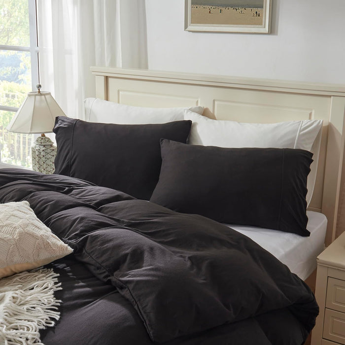 H HOUSEHOLD Pillowcases, 100% Cotton Jersey Knit, Soft and Cozy, Wrinkle, Stain Resistant with Envelope Closure (Dark Blue Stripe, Queen Size Pillowcase (20" x 30"))