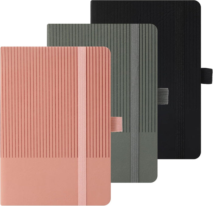 BOBO RABBIT 3 Pack Pocket Journal Notebooks A6 Size Small Mini Notebook For Note Taking Hardcover Leather College Ruled Lined Note Pads for Women Men, Total 576 Pages