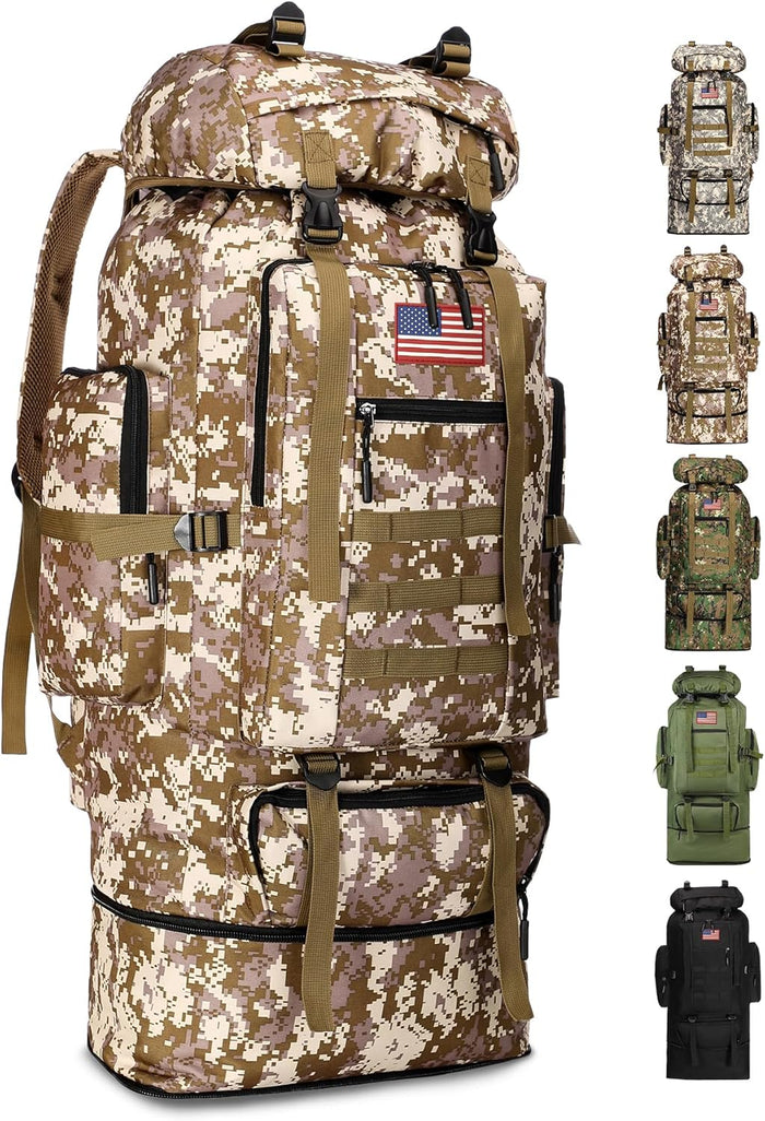 JUMAHE 80L 2-pack Hiking Backpack for Men with Sling Tactical Backpack - Rucksack Molle Military Tactical Waterproof Lightweight Camping Backpack 3 Day Assault Pack for Travel, Climbing, Backpacking
