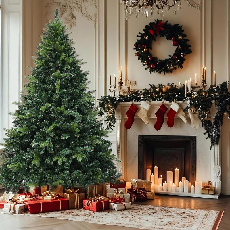 6ft Artificial Christmas Tree, 1152 Realistic Branch Tips, Easy Assembly Hinged Design, Includes Base