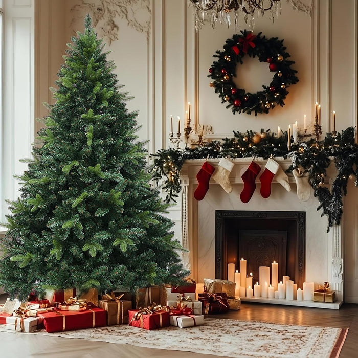 6ft Artificial Christmas Tree, 1152 Realistic Branch Tips, Easy Assembly Hinged Design, Includes Base