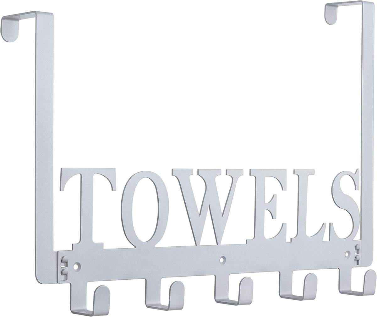 Over The Door Hooks - Towel Holder for Bathroom, Bedroom, Kitchen & Pool - Sandblasted Black Metal Wall Mount