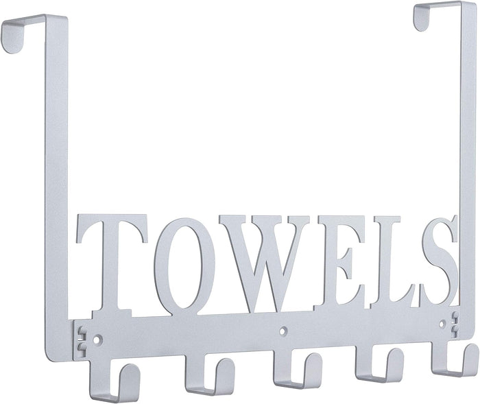 Over The Door Hooks - Towel Holder for Bathroom, Bedroom, Kitchen & Pool - Sandblasted Black Metal Wall Mount