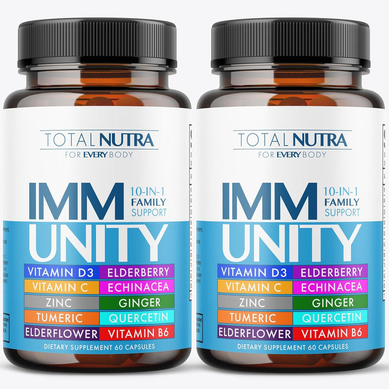 Total Immune 6-in-1 Liquid Multivitamin Supplement | 100% Daily Zinc, Vitamin D3, Vitamin C Immunity Drops Vitamin Liquid | Elderberry, Echinacea, Ginger Support for Adults & Kids | 4 oz Passion Fruit