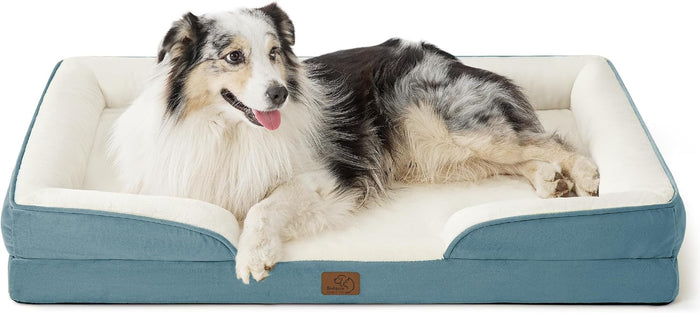 Bedsure Orthopedic Dog Bed Medium Size Dogs - Washable Small Medium Dog Cat Bed Waterproof, Comfort Cats Couch Sofa with Washable Removable Cover, Pets Bed with Nonskid Bottom, Grey, 28"