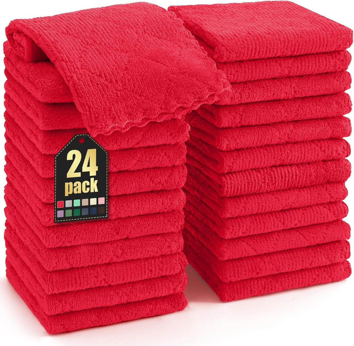 Homaxy 24 Pack Kitchen Dish Cloths (10 x 10 Inches, Grey), Super Soft and Absorbent Coral Velvet Dish Towels, Nonstick Oil Fast Drying Microfiber Cleaning Cloth, No Lint Household Dishcloths