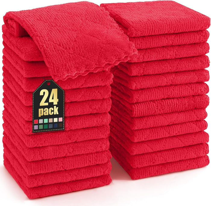 Homaxy 24 Pack Kitchen Dish Cloths (10 x 10 Inches, Grey), Super Soft and Absorbent Coral Velvet Dish Towels, Nonstick Oil Fast Drying Microfiber Cleaning Cloth, No Lint Household Dishcloths