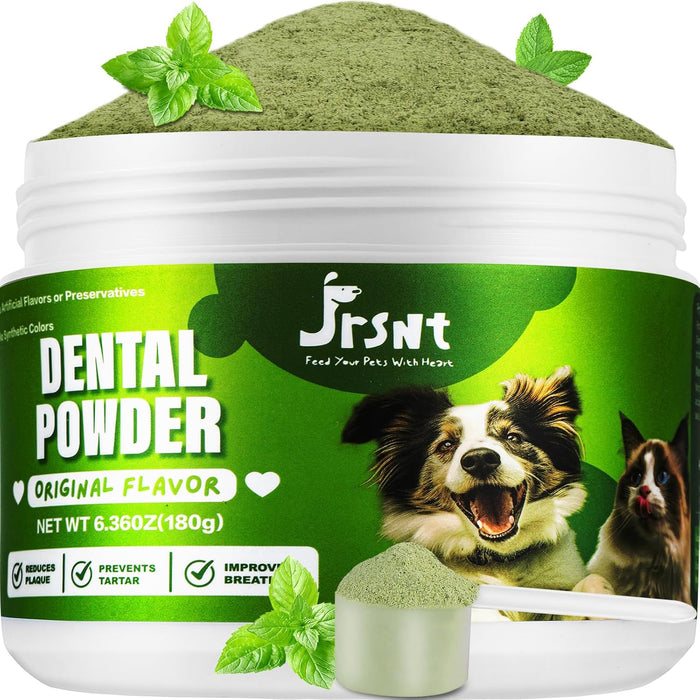 Dog Teeth Cleaning Powder, Dog Denatl Powder,Dog Breath Freshener, Plaque Off Pet Tooth Cleaning for Dogs and Cats，Herbal Blend+5 Probiotics, Bad-Breath Oral Care, All Breeds-180g